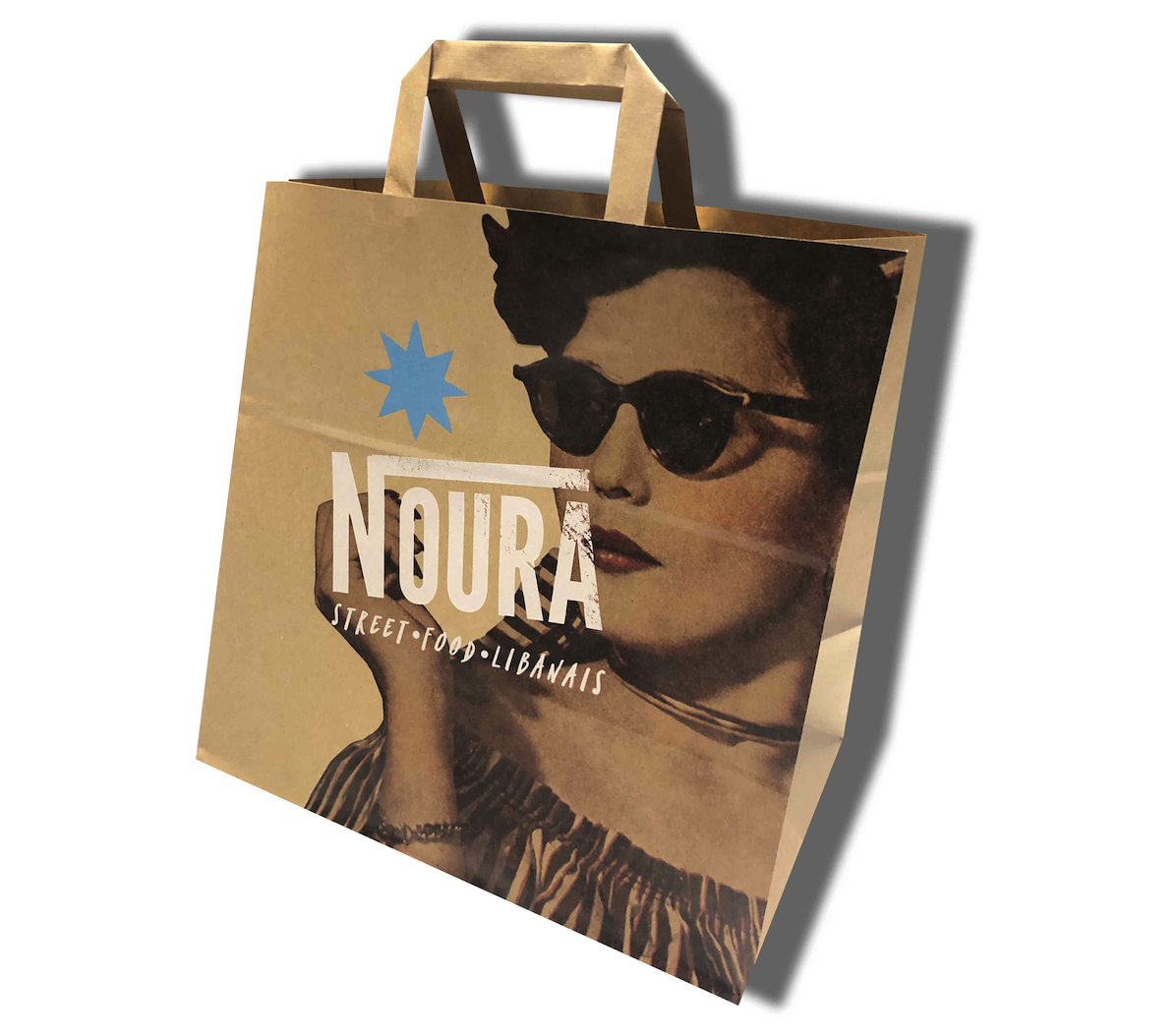 sac papier poignée plate imprimé