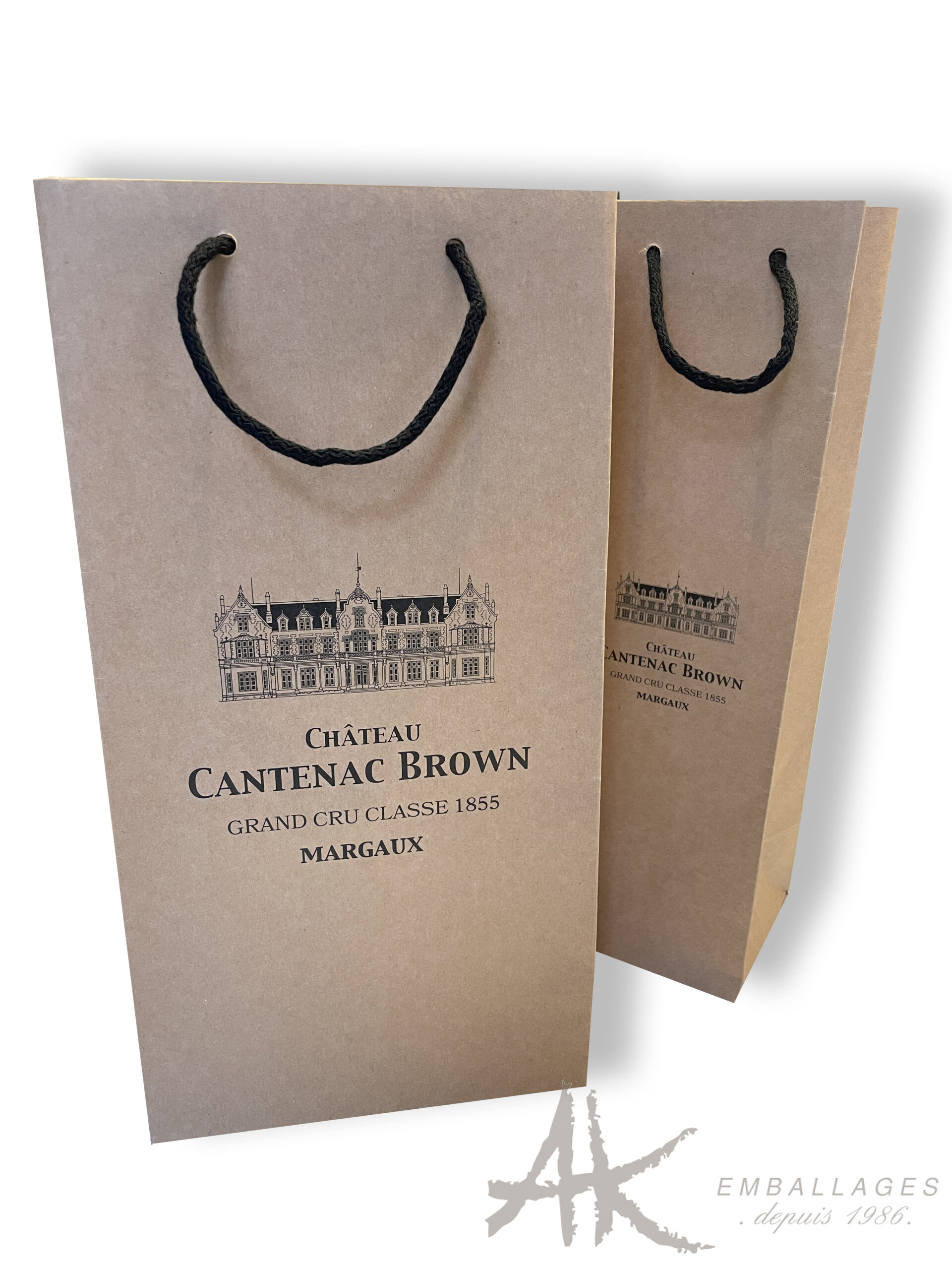 Deux sac en papier brun - imprimé lolo chateau CANTENAC BROWN