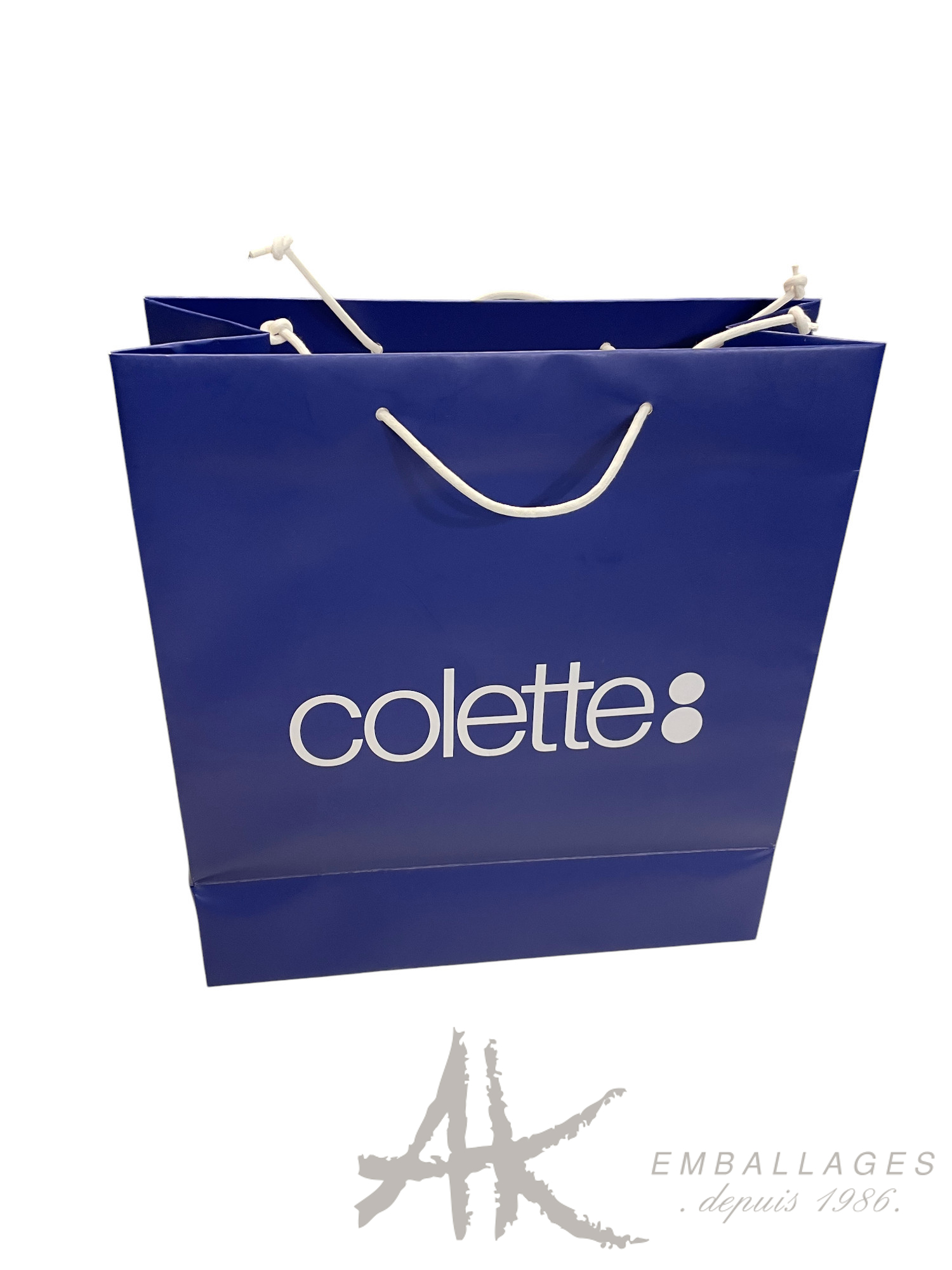 sac papier à cordon blanc coton - imprimé logo colette