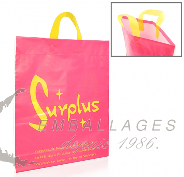 SAC PLASTIQUE TRANSPARENT ANSES SOUPLES