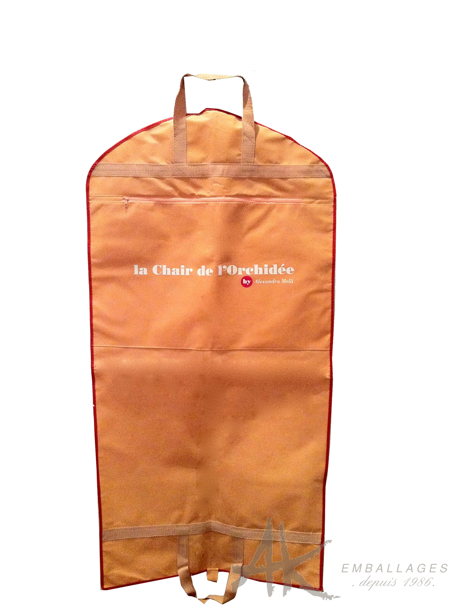 housse porte vêtement avec 2 poignée et un logo - couleur orange