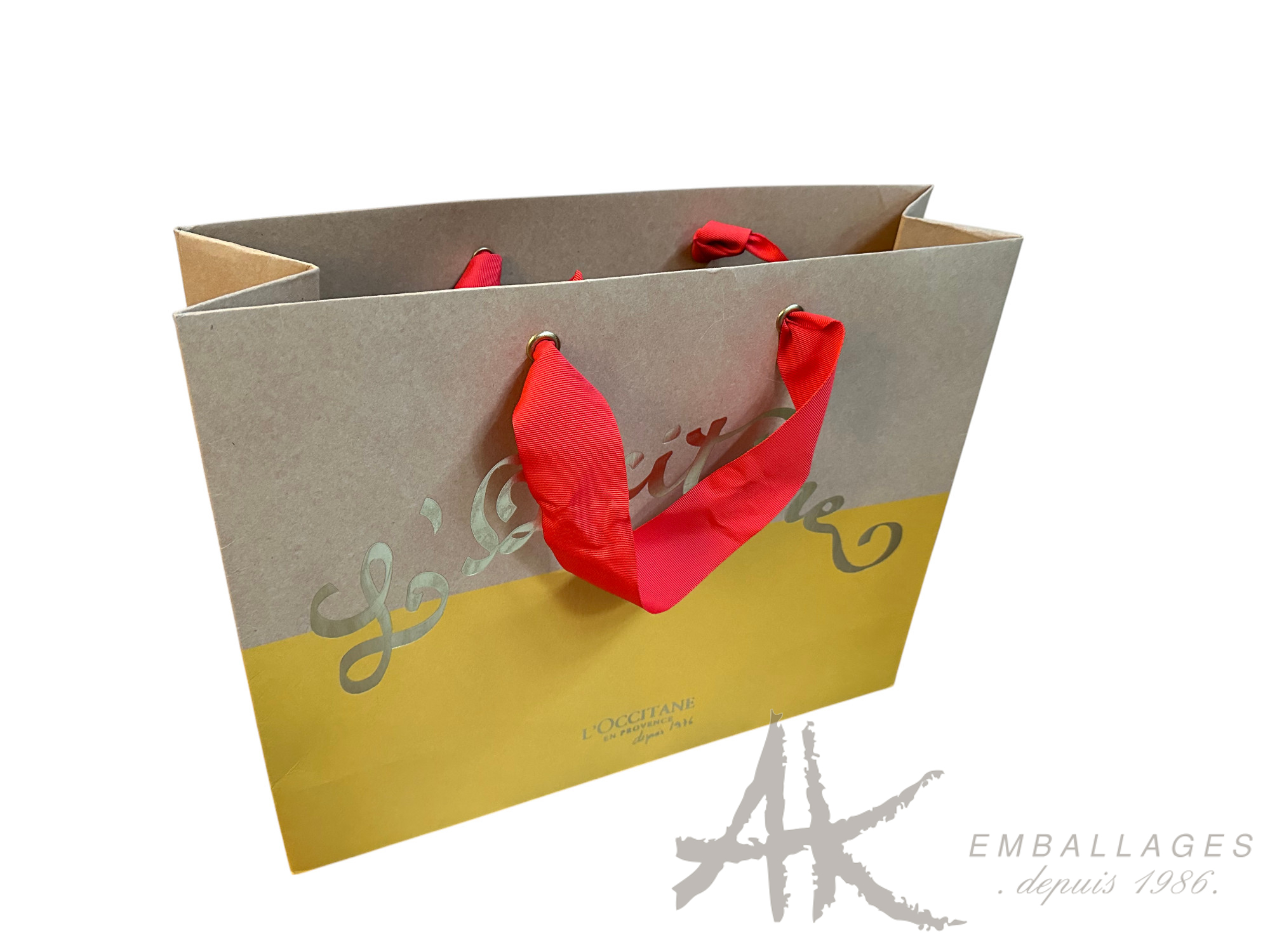 sac papier kraft brun - ruban coton rouge